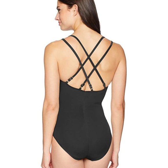 New Costal Blue Black One Piece Control Swimsuit Small Shaping Slimming Support - Picture 2 of 10